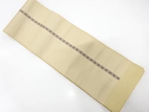 本場筑前博多　縞に花模様織り出し　単半幅帯